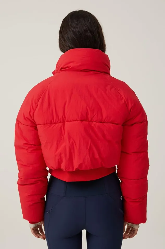 Women Puffers and Jackets Cotton On The Recycled Cropped Mother Puffer 20 Apres Red