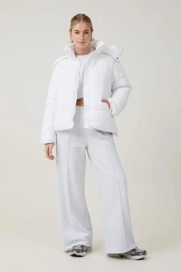 Women Puffers and Jackets Cotton On The Recycled Mother Puffer Jacket 30 Whitepolar Fleece