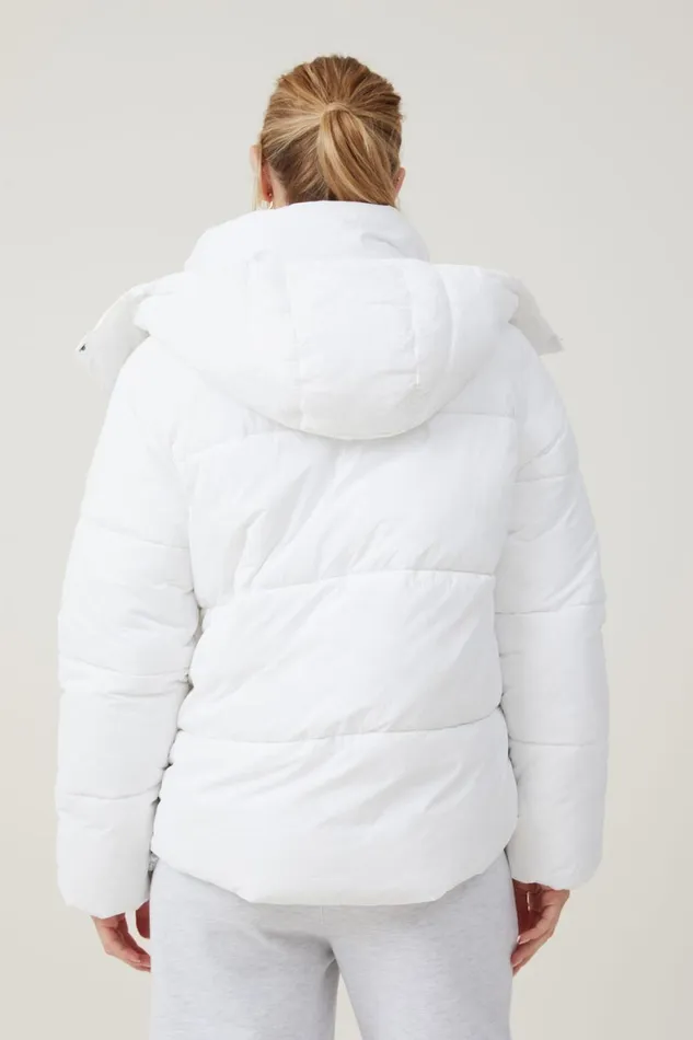 Women Puffers and Jackets Cotton On The Recycled Mother Puffer Jacket 30 Whitepolar Fleece