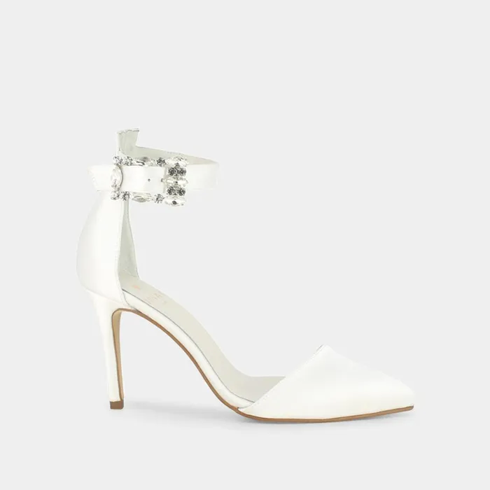 Women Pumps Jonak White Satin Pumps With Pointed Toe