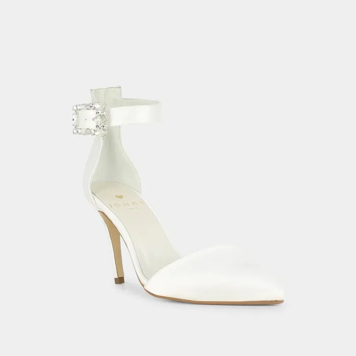 Women Pumps Jonak White Satin Pumps With Pointed Toe