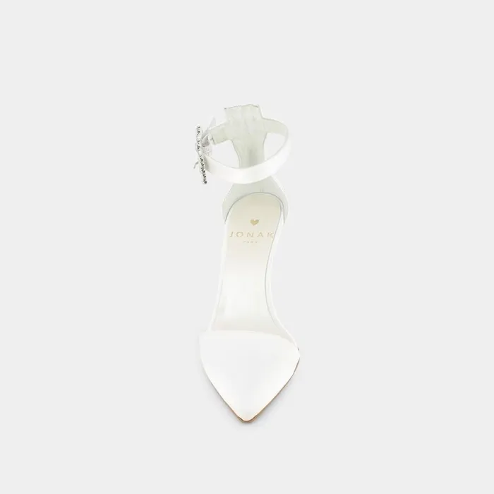 Women Pumps Jonak White Satin Pumps With Pointed Toe