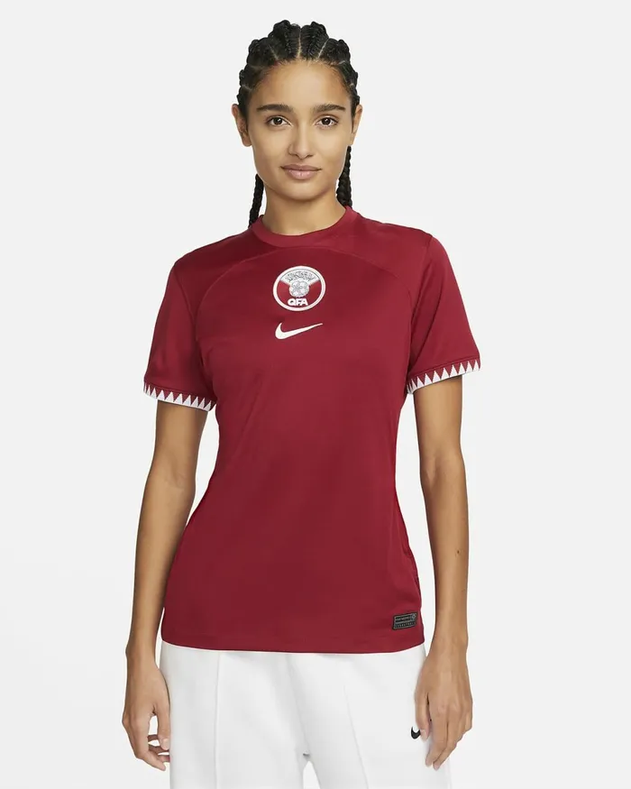 Women Qatar 202223 Stadium Home Desert Maroonwhite Nike Tops And TShirts