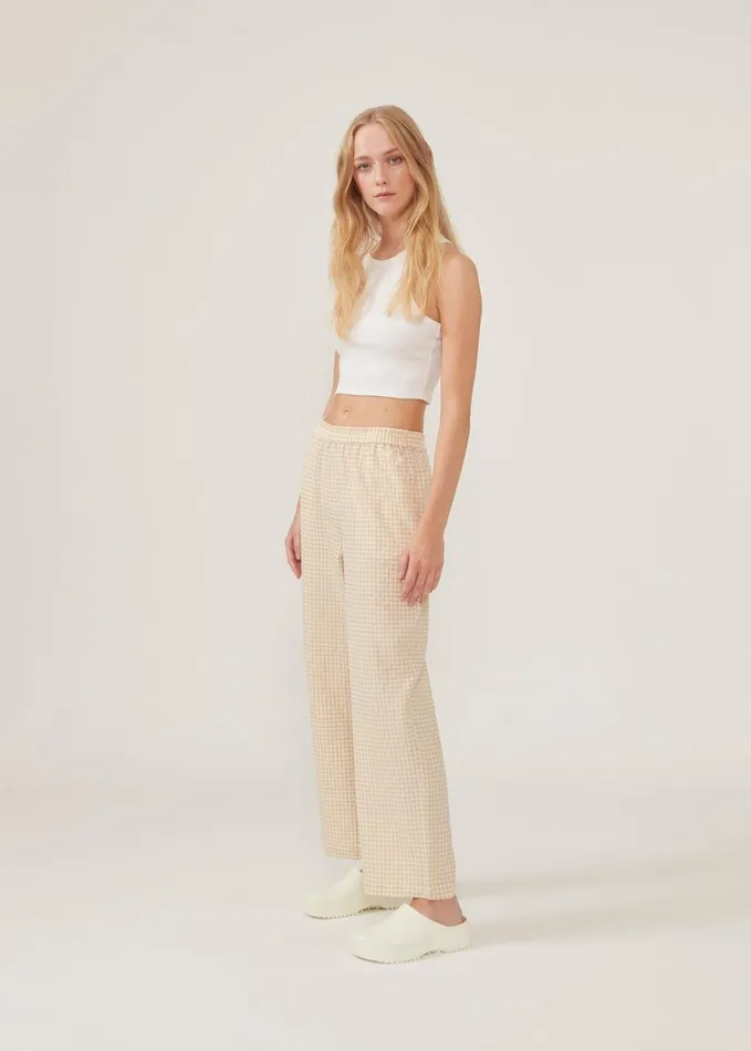 Women RimmeMD Pants Beige Check Modstrm Pants and Leggings Women RimmeMD Pants Beige Check Modstrm Pants and Leggings
