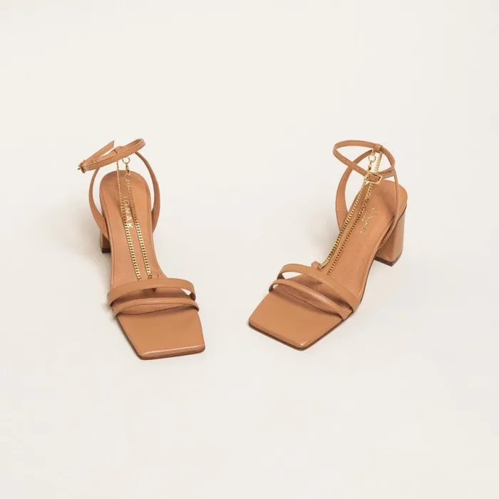Women Sandals Jonak Heeled Sandals With Gold Ankle Chain