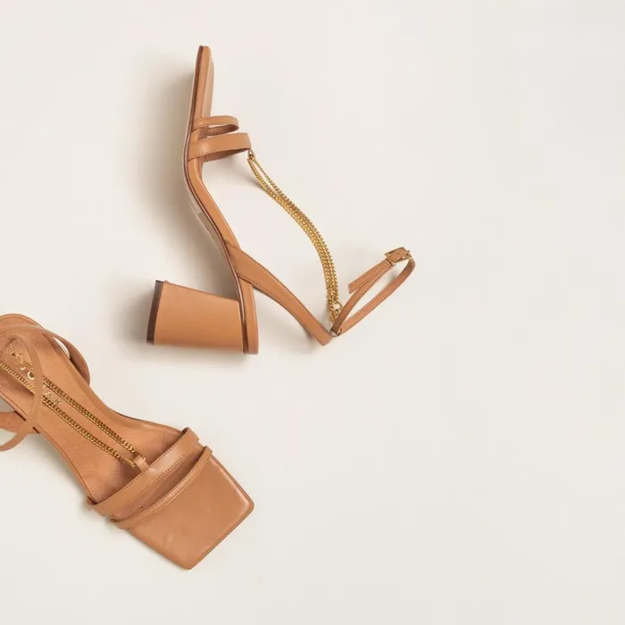 Women Sandals Jonak Heeled Sandals With Gold Ankle Chain