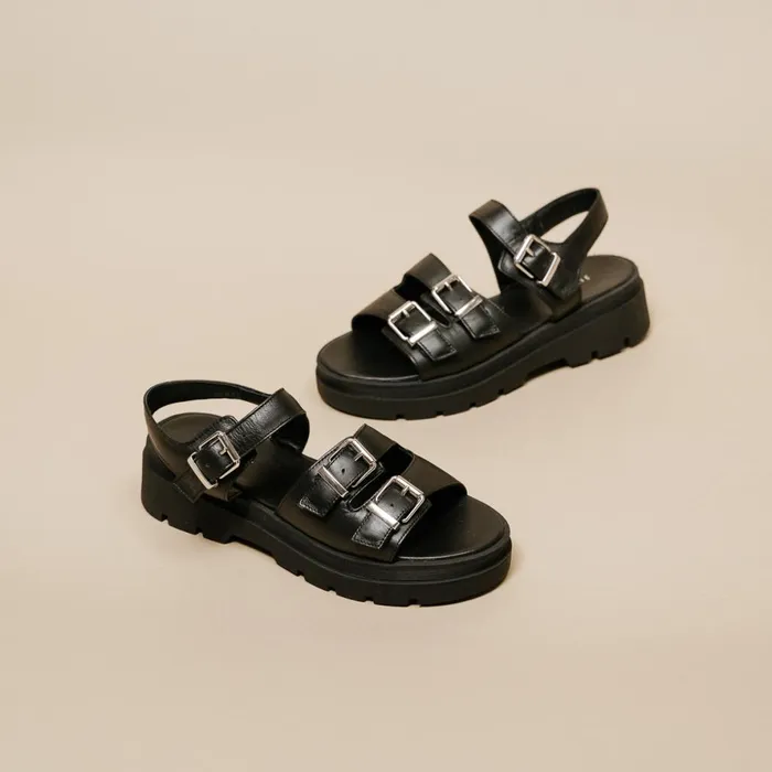 Women Sandals Jonak Platform Sandals With Buckle Straps