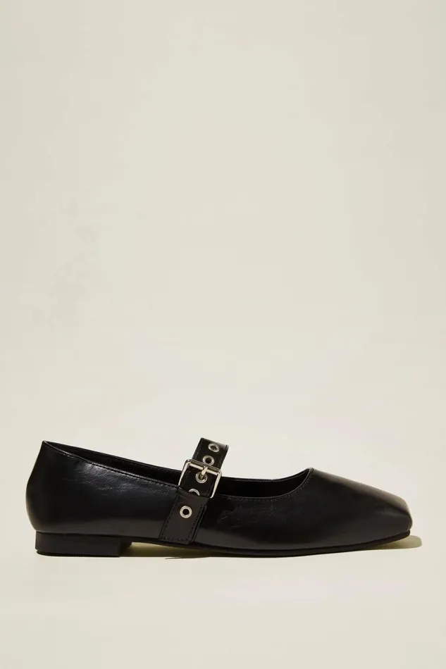 Women Shoes and Slippers Cotton On Gia Square Mary Jane Ballet Black Vegan Leather Women Shoes and Slippers Cotton On Gia Square Mary Jane Ballet Black Vegan Leather
