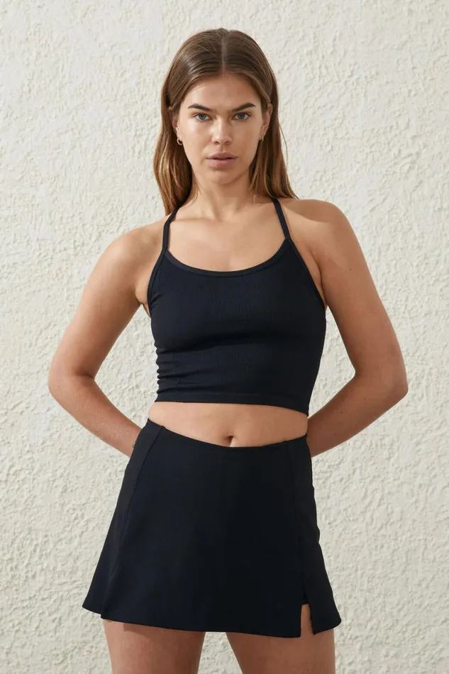 Women Shorts and Skirts Cotton On Rib Front Split Skirt Black