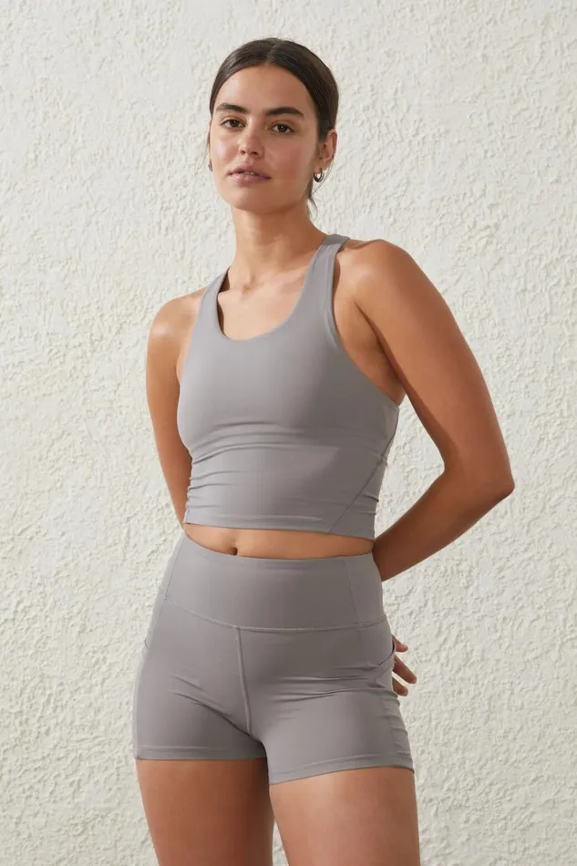 Women Shorts and Skirts Cotton On Ultra Luxe Mesh Shortie Short Desert Grey