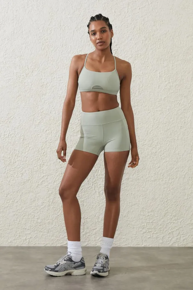 Women Shorts and Skirts Cotton On Ultra Luxe Mesh Shortie Short Green Cloud
