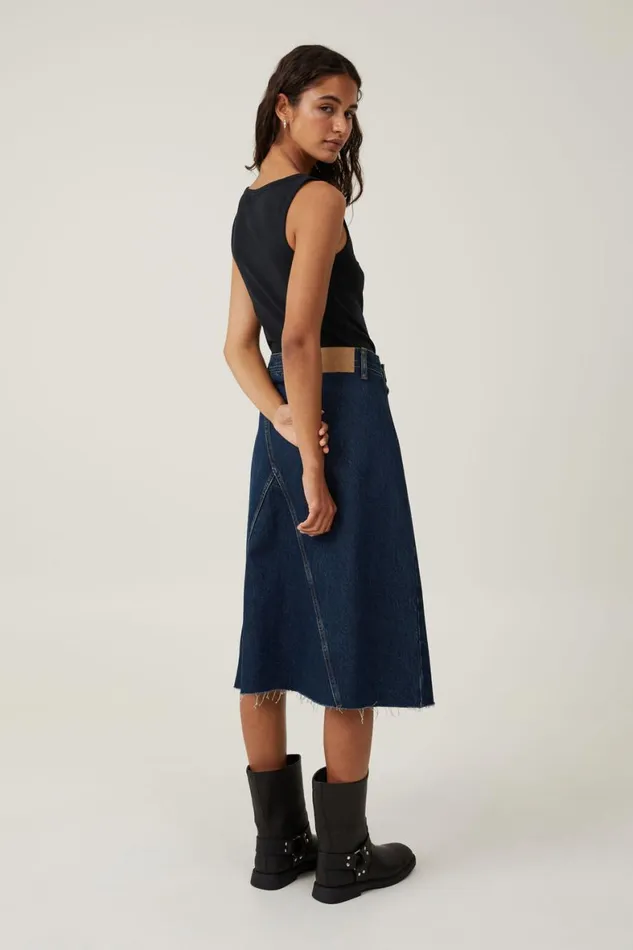 Women Skirts and Shorts Cotton On Archer Denim Midi Skirt Mistic Blue