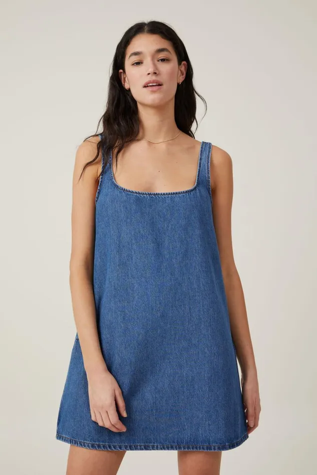 Women Skirts and Shorts Cotton On Charlie Denim Mini Dress Sea Blue