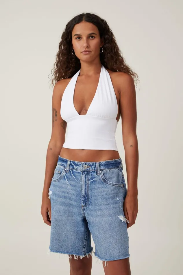 Women Skirts and Shorts Cotton On Relaxed Denim Short Blue Haze Rip
