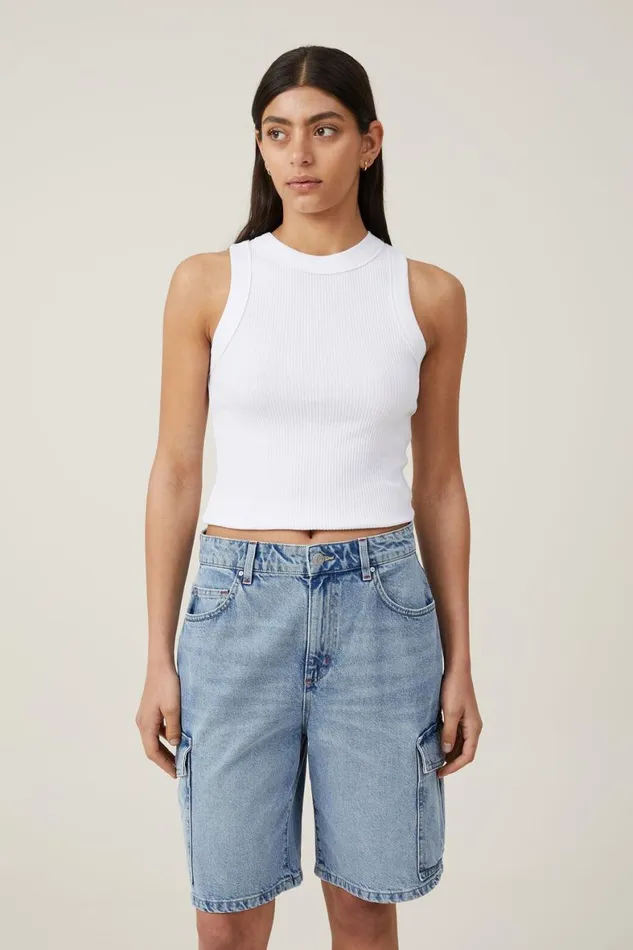 Women Skirts and Shorts Cotton On Super Baggy Cargo Denim Jort Bells Blue