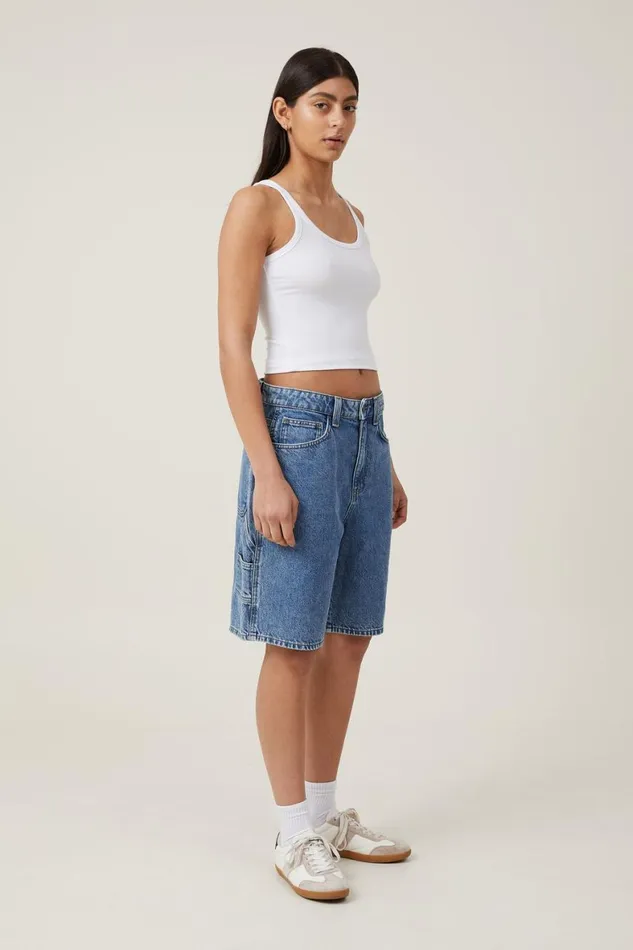 Women Skirts and Shorts Cotton On Super Baggy Carpenter Denim Jort Offshore Blue