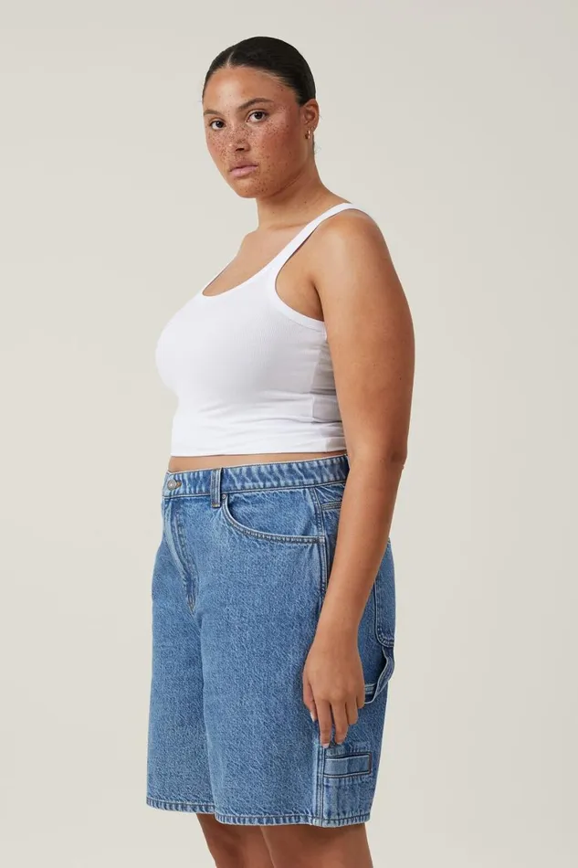 Women Skirts and Shorts Cotton On Super Baggy Carpenter Denim Jort Offshore Blue
