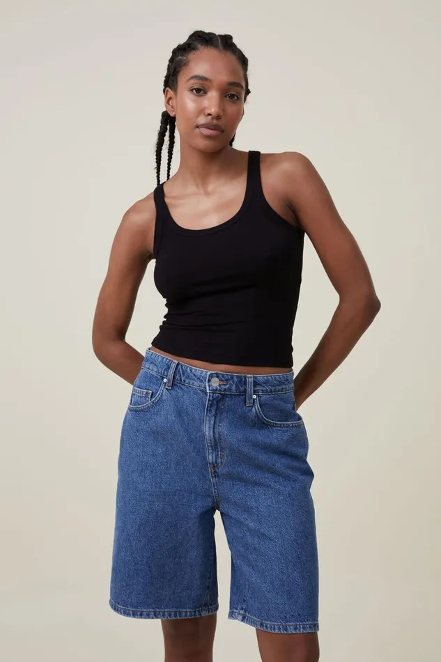 Women Skirts and Shorts Cotton On Super Baggy Denim Jort Sea Blue