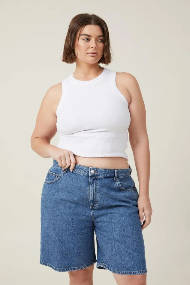 Women Skirts and Shorts Cotton On Super Baggy Denim Jort Sea Blue