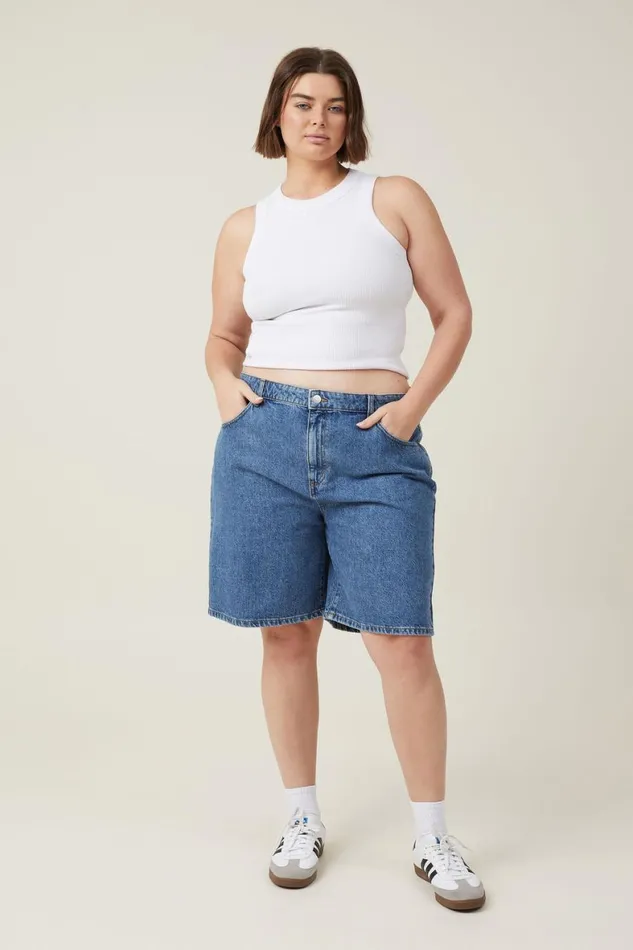 Women Skirts and Shorts Cotton On Super Baggy Denim Jort Sea Blue