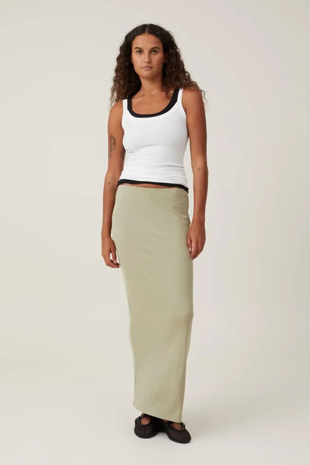 Women Skirts Cotton On Staple Rib Maxi Skirt Desert Sage