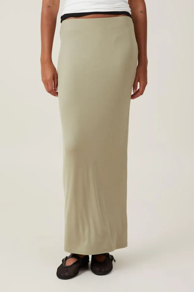 Women Skirts Cotton On Staple Rib Maxi Skirt Desert Sage