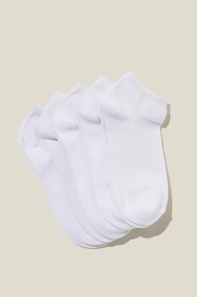 Women Socks Cotton On 5Pk Ankle Sock White