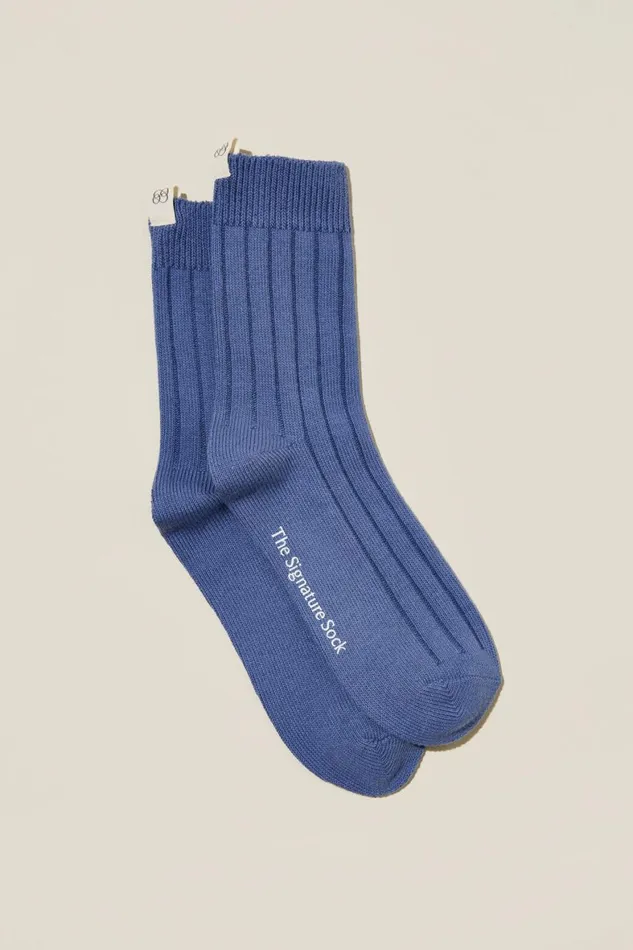 Women Socks Cotton On The Signature Crew Sock Elemental Blue