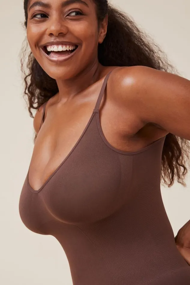 Women Solutions Cotton On Seamless Shapewear Smooth Bodysuit Espresso