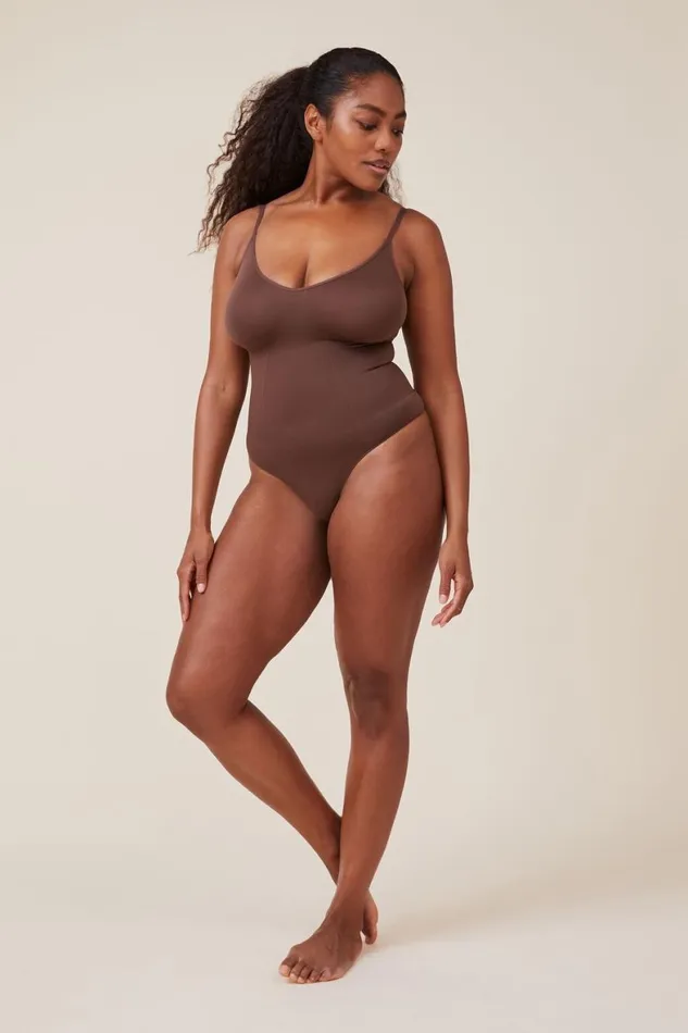 Women Solutions Cotton On Seamless Shapewear Smooth Bodysuit Espresso