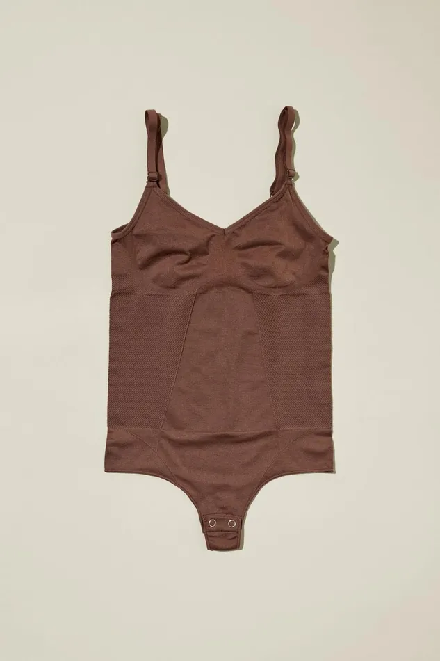 Women Solutions Cotton On Seamless Shapewear Smooth Bodysuit Espresso