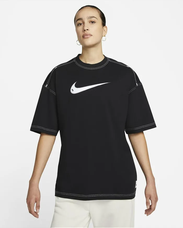 Women Sportswear Swoosh Blackblackwhitewhite Nike Tops And TShirts