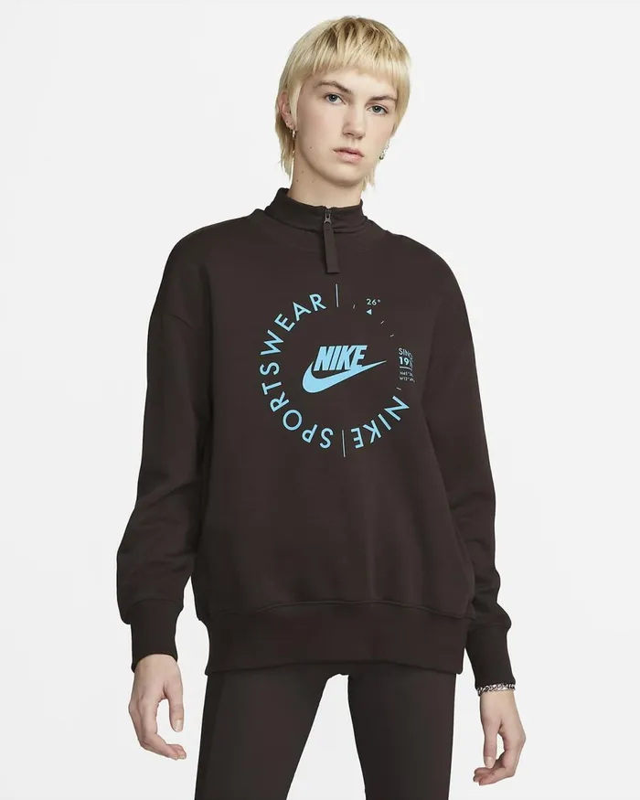 Women Sportswear Velvet Brown Nike Hoodies And Sweatshirts