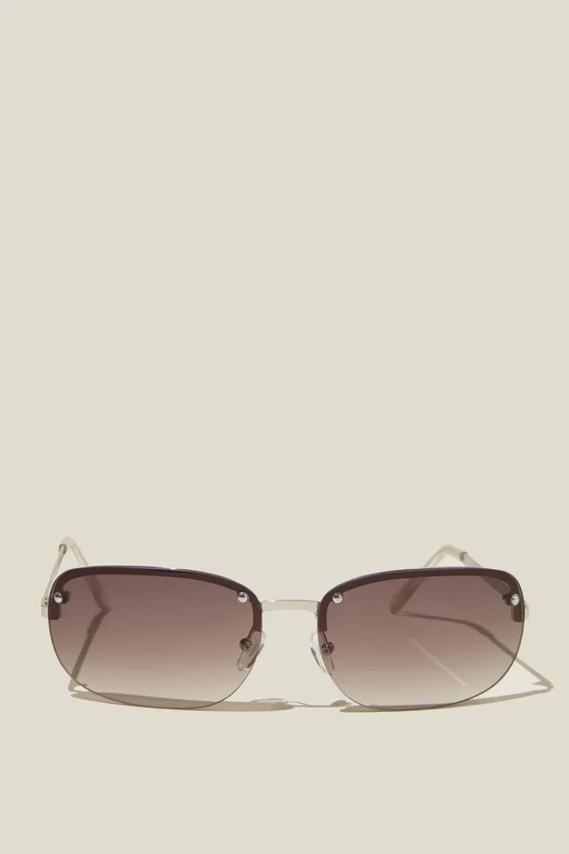 Women Sunglasses Cotton On Jay Rimless Sunglasses Silverkhaki