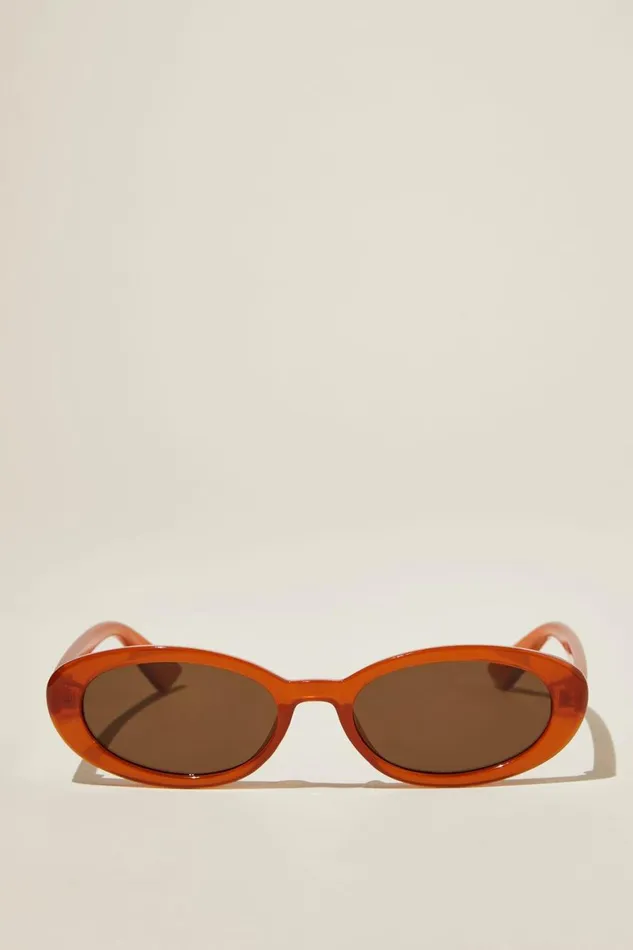 Women Sunglasses Cotton On Ophelia Oval Sunglasses Amber
