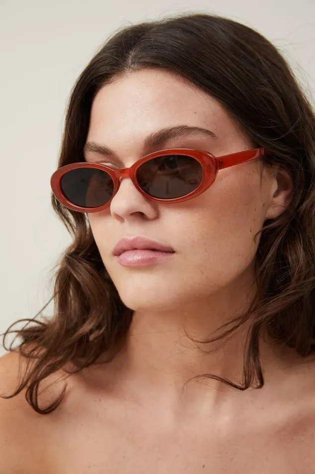 Women Sunglasses Cotton On Ophelia Oval Sunglasses Amber