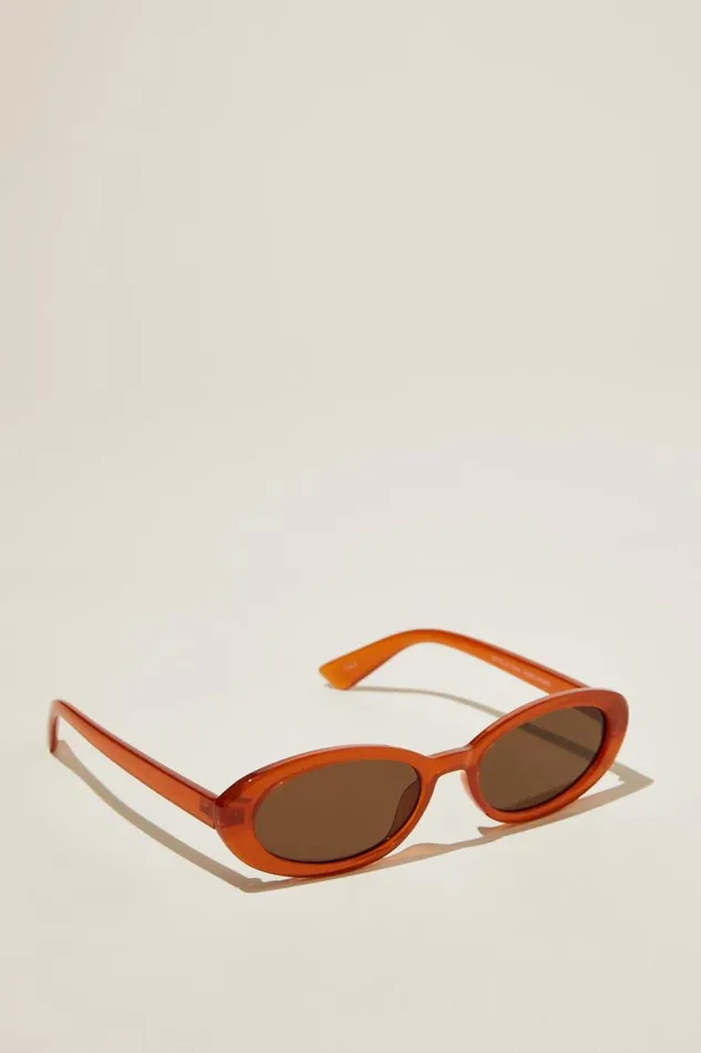 Women Sunglasses Cotton On Ophelia Oval Sunglasses Amber