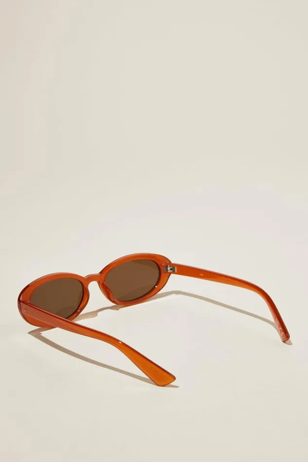 Women Sunglasses Cotton On Ophelia Oval Sunglasses Amber