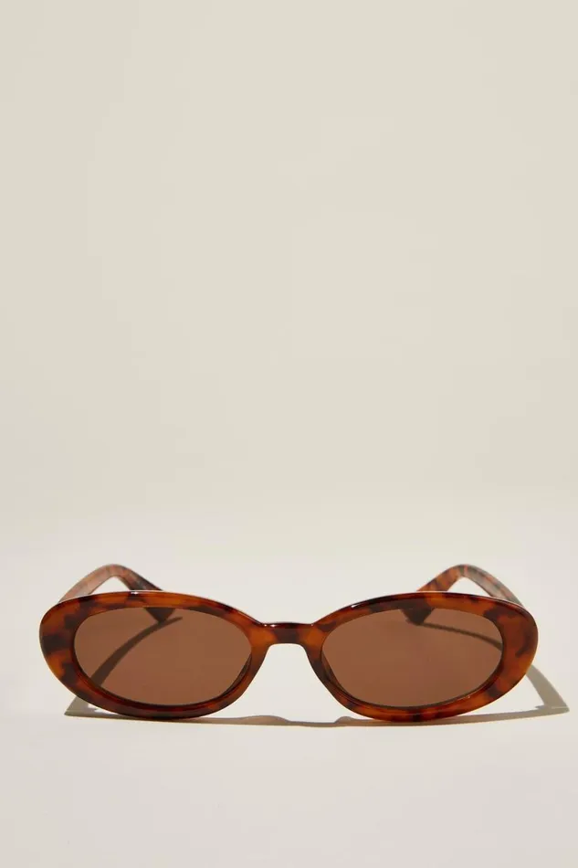 Women Sunglasses Cotton On Ophelia Oval Sunglasses Sepia Tort