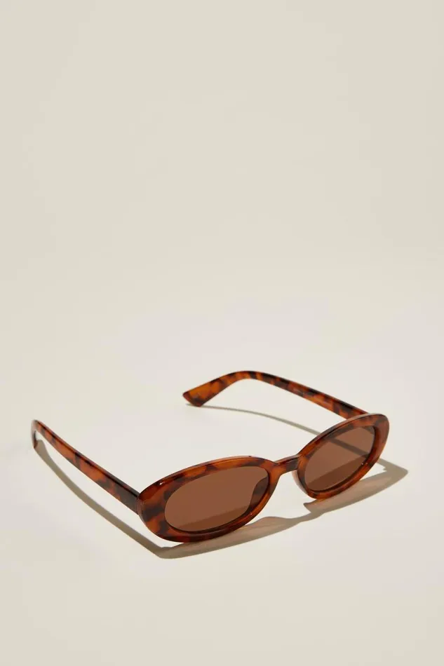 Women Sunglasses Cotton On Ophelia Oval Sunglasses Sepia Tort