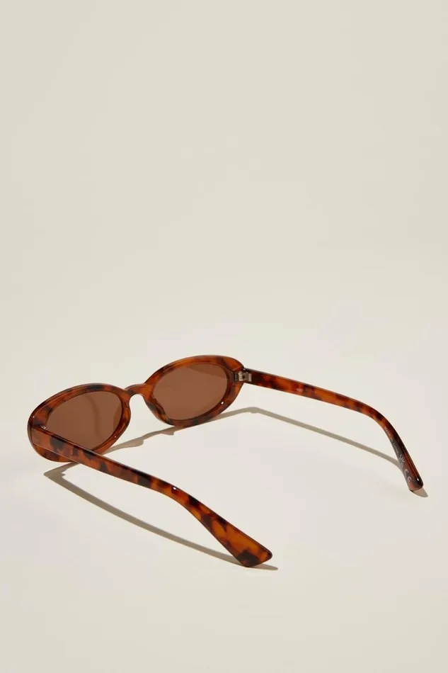 Women Sunglasses Cotton On Ophelia Oval Sunglasses Sepia Tort