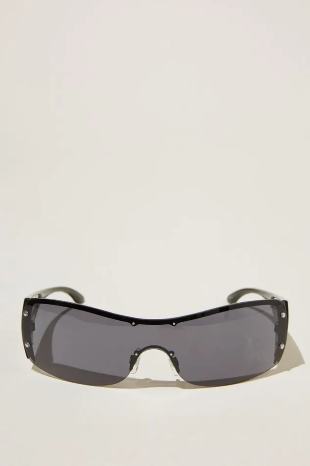 Women Sunglasses Cotton On Simi Shield Sunglasses Black