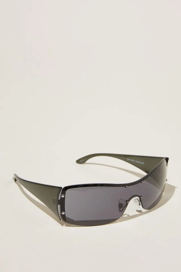Women Sunglasses Cotton On Simi Shield Sunglasses Black