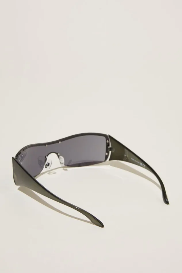 Women Sunglasses Cotton On Simi Shield Sunglasses Black