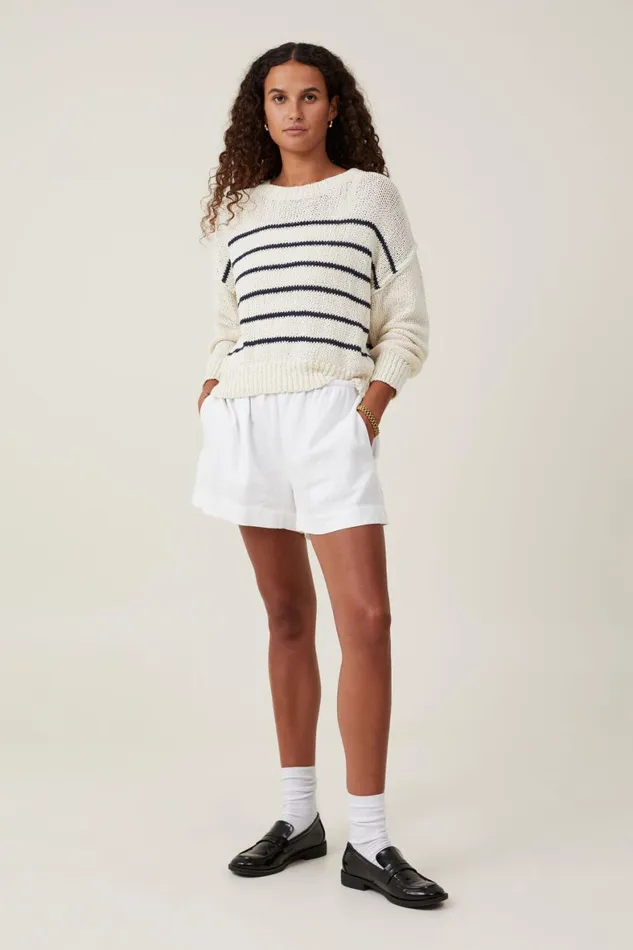 Women Sweaters and Cardigans Cotton On Boucle Pullover Coconut Winter Night Stripe Women Sweaters and Cardigans Cotton On Boucle Pullover Coconut Winter Night Stripe