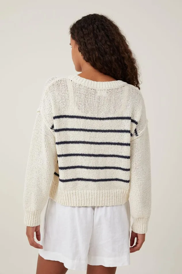 Women Sweaters and Cardigans Cotton On Boucle Pullover Coconut Winter Night Stripe Women Sweaters and Cardigans Cotton On Boucle Pullover Coconut Winter Night Stripe