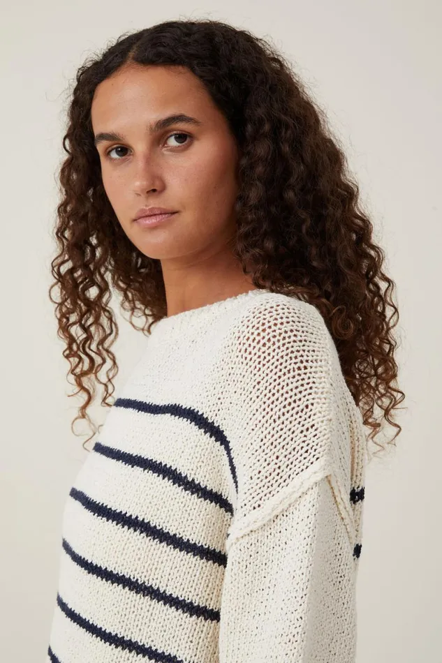 Women Sweaters and Cardigans Cotton On Boucle Pullover Coconut Winter Night Stripe Women Sweaters and Cardigans Cotton On Boucle Pullover Coconut Winter Night Stripe