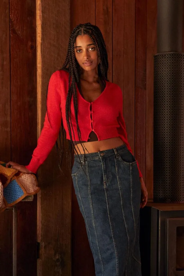 Women Sweaters and Cardigans Cotton On Everfine Crop V Neck Button Cardigan Crimson Marle Women Sweaters and Cardigans Cotton On Everfine Crop V Neck Button Cardigan Crimson Marle
