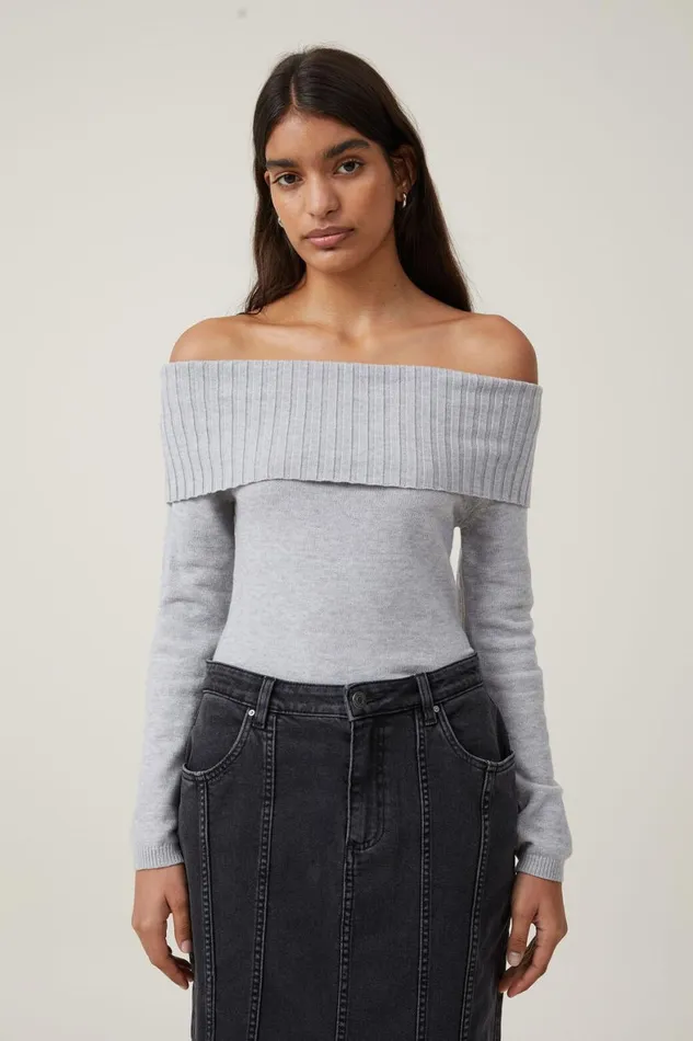 Women Sweaters and Cardigans Cotton On Everfine Off The Shoulder Pullover Grey Shadow Marle Women Sweaters and Cardigans Cotton On Everfine Off The Shoulder Pullover Grey Shadow Marle