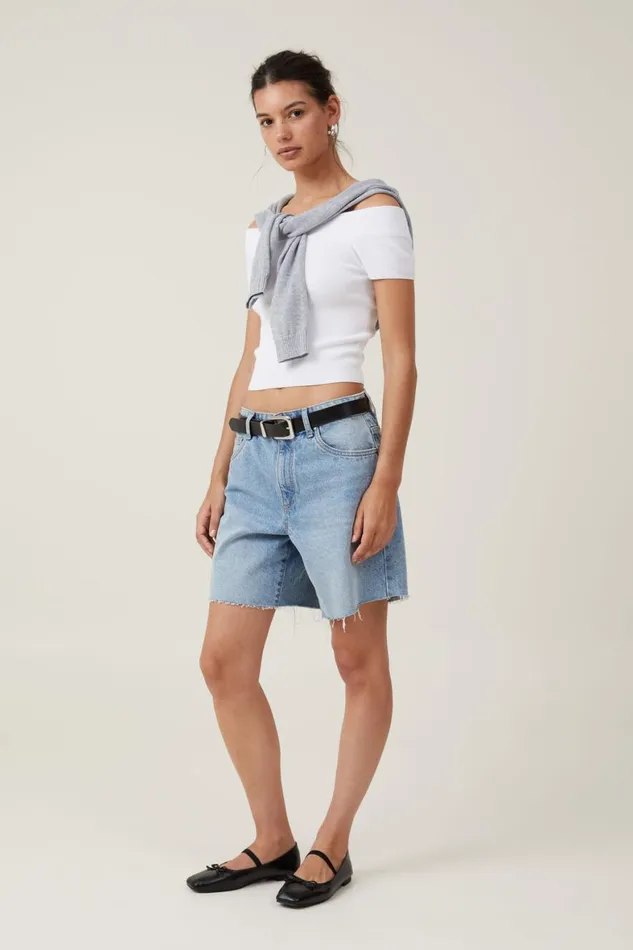Women Sweaters and Cardigans Cotton On Rib Off Shoulder Knit White